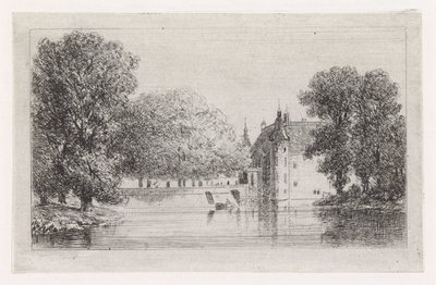 Kasteel aan het water door Gijsbertus Johannes Verspuy