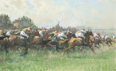 Tattenham Corner, de Epsom Derby door Gilbert Holiday