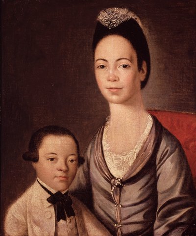 Mevrouw Aaron Lopez en haar zoon, Joshua door Gilbert Stuart