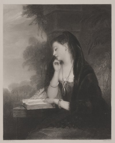De Peinzende (aquatint) door Gilbert Stuart Newton