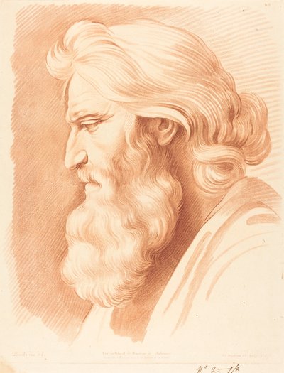 Hoofd van een Eerbiedwaardige Man door Gilles Antoine Demarteau after Edme Bouchardon
