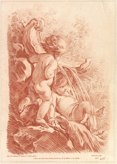 Fontein met twee cupido