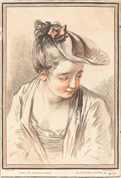 Hoofd van een jonge vrouw, 1773 door Gilles Demarteau