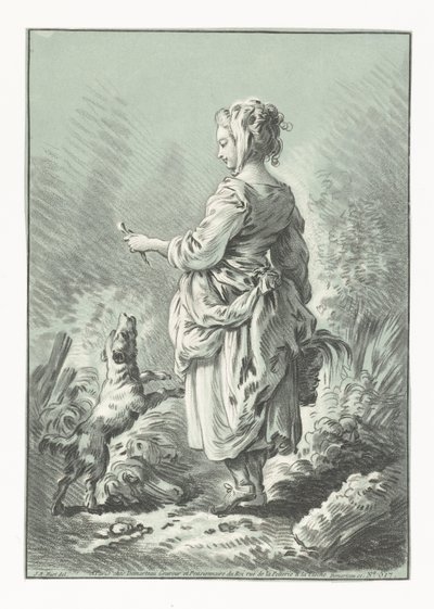 Jonge vrouw met hond door Gilles Demarteau