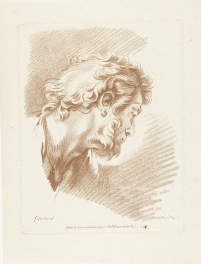 Kop van man met baard naar rechts door Gilles Demarteau