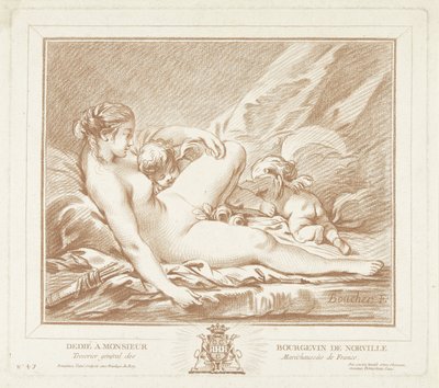 Liggende Venus met Amor en Anteros door Gilles Demarteau