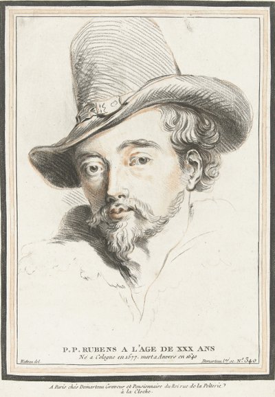 Portret van Peter Paul Rubens op 30-jarige leeftijd door Gilles Demarteau