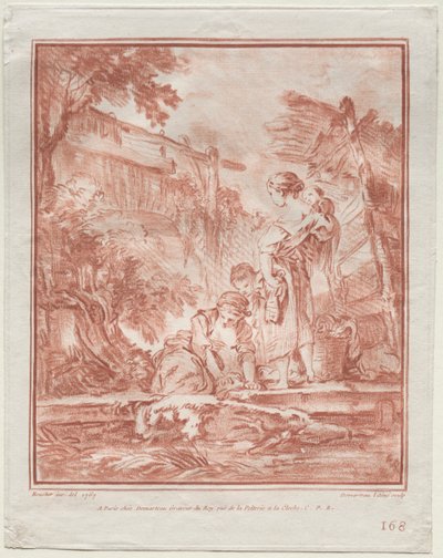 De wasvrouw, 1767 door Gilles Demarteau