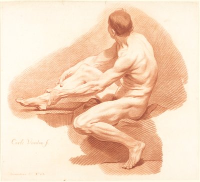 Academie door Gilles Demarteau, the Elder after Carle Van Loo