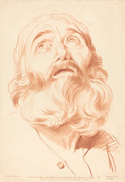 Hoofd van een Man door Gilles Demarteau, the Elder after Edme Bouchardon