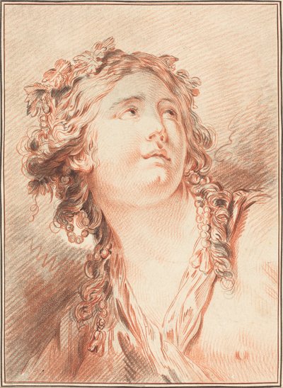 Hoofd van een Jonge Vrouw door Gilles Demarteau, the Elder after Jean Baptiste Le Prince