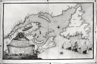 Kaart van de St. Lawrence Golf en Rivier, 1699 door Gilles Gabriel de Saccardi