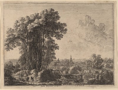 Landschap met Ruiter en Drie Reizigers door Gilles Neyts