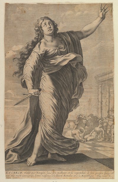 Lucretia, 1647 door Gilles Rousselet and Abraham Bosse