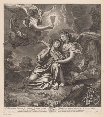 Christus in de Hof van Getsemane met twee engelen door Gilles Rousselet