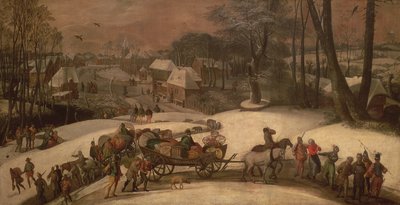 Een Militaire Expeditie in de Winter, c.1590 door Gillis Mostaert