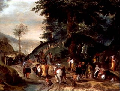 Christus die Jeruzalem binnengaat door Gillis Mostaert