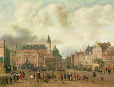 Aankondiging van de Vrede van Breda op de Grote Markt, Haarlem, ca. 1667 door Gillis Rombouts