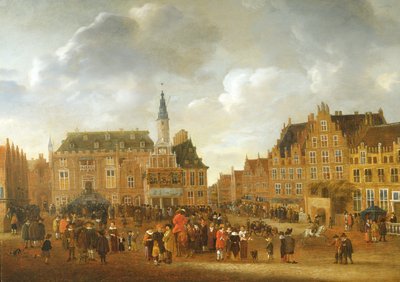 De Aankondiging van het Vredesverdrag van Münster in 1648 vanaf het Balkon van het Stadhuis van Haarlem door Gillis Rombouts