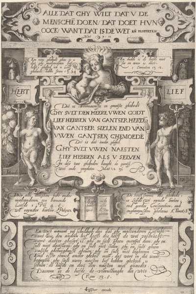 Het Gebod om Elkaar Lief te Hebben, 1599 door Gillis van Breen