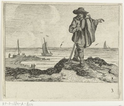 Duinlandschap met een wandelaar door Gillis van Scheyndel (I)
