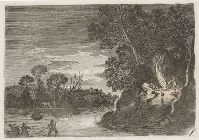 Figuren rond een kampvuur door Gillis van Scheyndel (I)