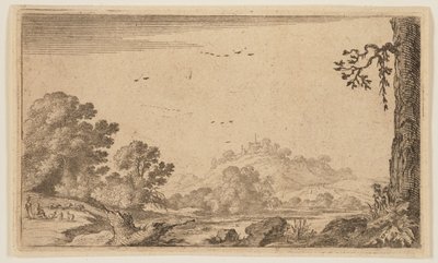 Rivier in gedeeltelijk open heuvelland, uit Twaalf Landschappen door Gillis van Scheyndel