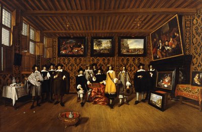 Een Groepsportret van Twaalf Heren in een Interieur door Gillis van Tilborgh