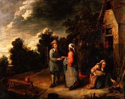 Boeren bij een Cottage door Gillis van Tilborgh