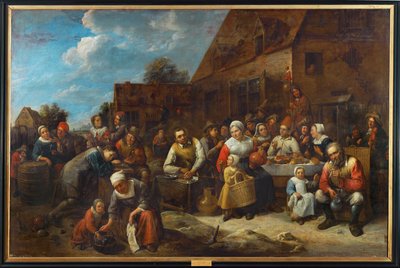 Het dorpsbanket (schilderij op doek) door Gillis van Tilborgh