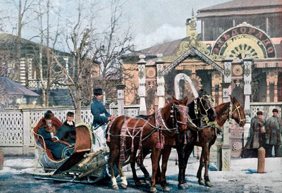 Een troika slee in Moskou, Rusland, ca. 1890 door Gillot