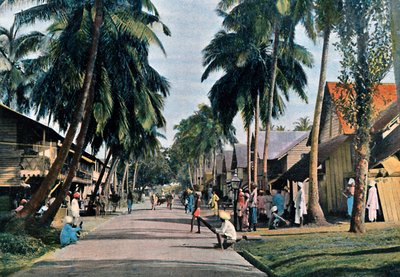 Straat in Port Blair, Andamanen en Nicobaren, Indische Oceaan, ca. 1890 door Gillot