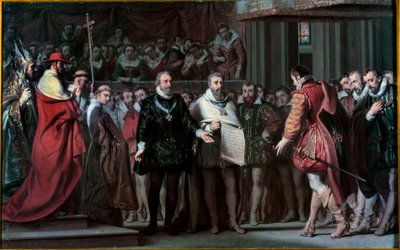 Filips II van Spanje erkent Hendrik IV als koning van Frankrijk door Gillot Saint Evre