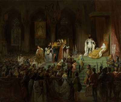 De kroning van de dode Inês de Castro in de kathedraal van Coimbra, 1827-1828 door Gillot Saint Evre