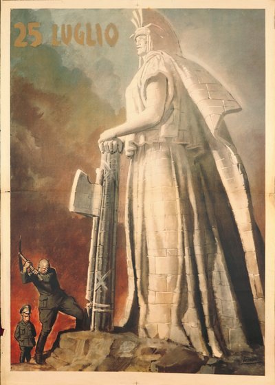 Wereldoorlog II - 25 juli, Pietro Badoglio symbolisch fascisme afbreken geholpen door Koning Vittorio Emanuele III door Gino Boccasile