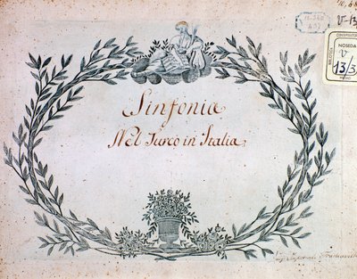 Pagina van muziekpartituur van de symfonie van De Turk in Italië door Gioacchino Rossini door Gioachino Rossini