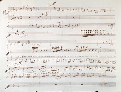 Pagina van muziekpartituur voor viool voor symfonie in Assepoester, of Triomferende Goedheid door Gioacchino Rossini door Gioachino Rossini