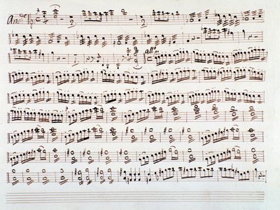 Pagina van vioolmuziekpartituur voor een symfonie door Gioachino Rossini