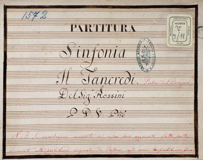 Bladmuziek voor de gereduceerde symfonie voor piano van Tancredi, opera door Gioacchino Rossini door Gioachino Rossini