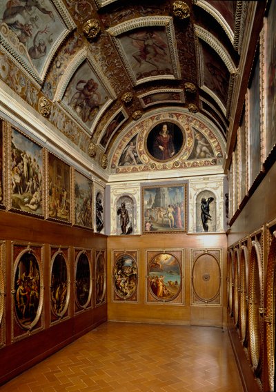 Uitzicht op het Studiolo van Francesco I de Medici door Giorgio (and workshop) Vasari