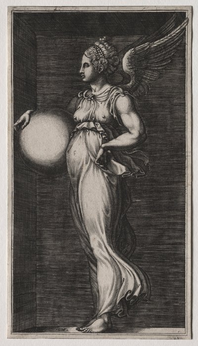 Allegorisch Figuur die een Bol Vasthoudt, midden 1560s door Giorgio Ghisi