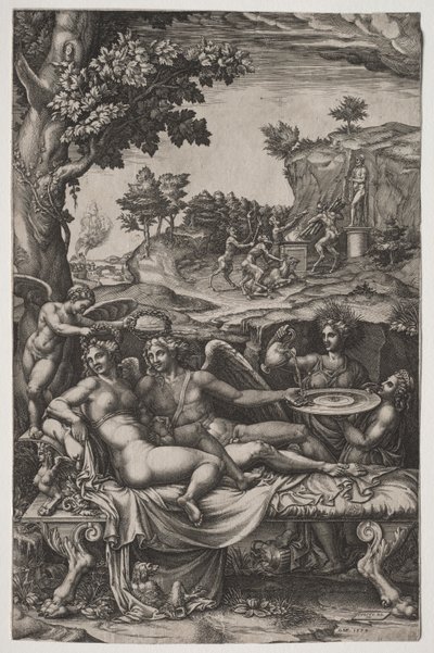 Cupido en Psyche door Giorgio Ghisi
