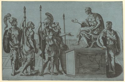 Romeinse soldaten voor een keizer door Giorgio Ghisi