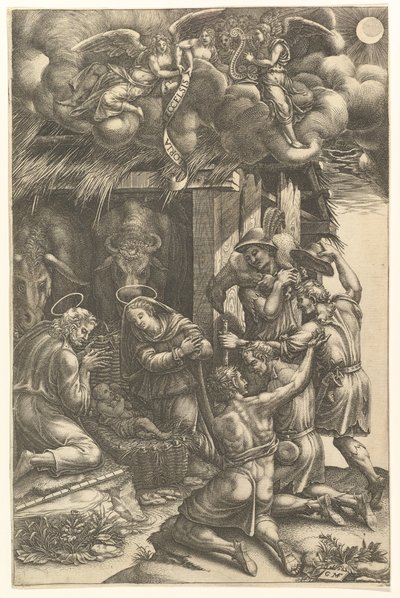 De aanbidding der herders, eind jaren 1570 door Giorgio Ghisi
