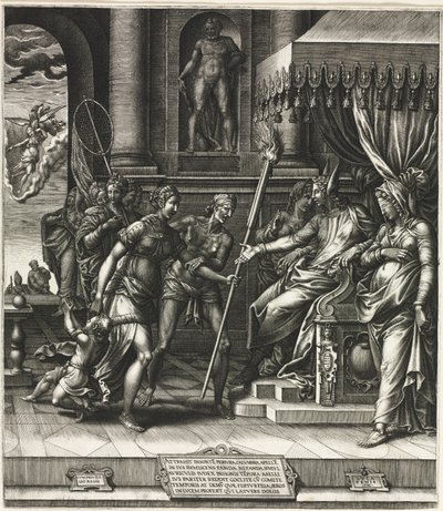 De laster van Apelles, 1560 door Giorgio Ghisi
