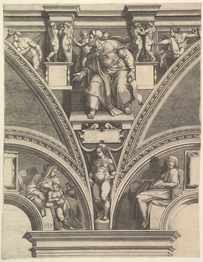De Profeet Ezechiël, uit de serie Profeten en Sibyllen in de Sixtijnse Kapel, 1570-75 door Giorgio Ghisi