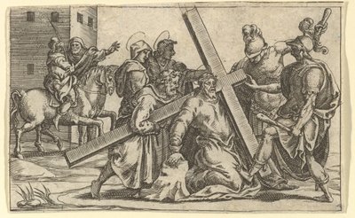 De Maagd van Smarten: Christus draagt het kruis (detail) door Giorgio Ghisi