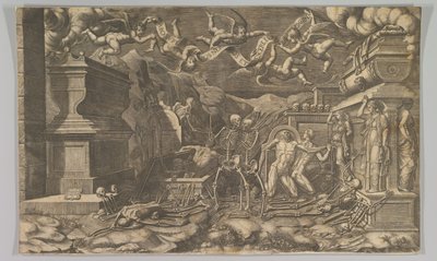 Het visioen van Ezechiël, 1554 heruitgegeven 1595 door Giorgio Ghisi