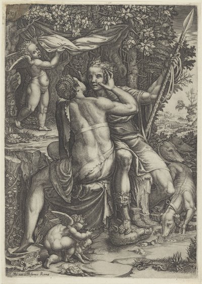 Venus en Adonis door Giorgio Ghisi