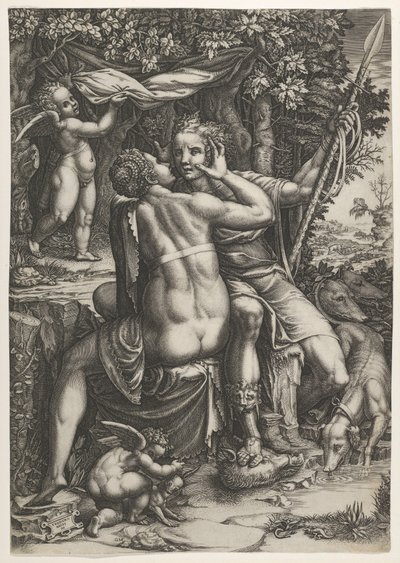 Venus en Adonis door Giorgio Ghisi